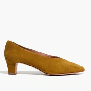 Madewell Suede The Etta Pump in Ochre Chartreuse